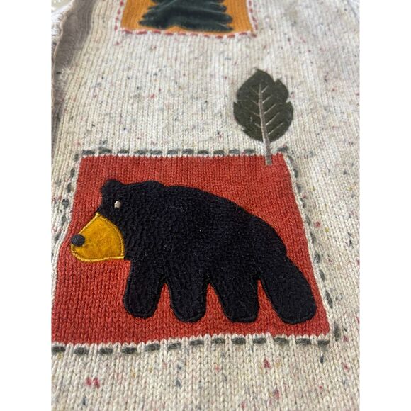 Vintage Croft & Barrow Autumn Cardigan Sweater L Moose- Bear- Leaves Cottagecore - Picture 2 of 11